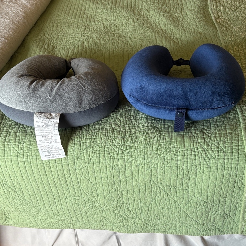 Supportive Memory Foam Neck Pillow - Blue and Gray